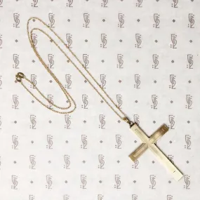 Elegant Engraved Gold Mid Century Cross