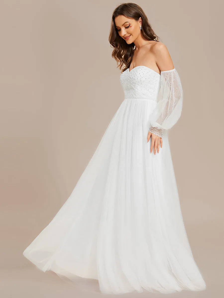 Elegant Pure Sequins Mesh Beaded Sweetheart Neck Wholesale Wedding Dresses