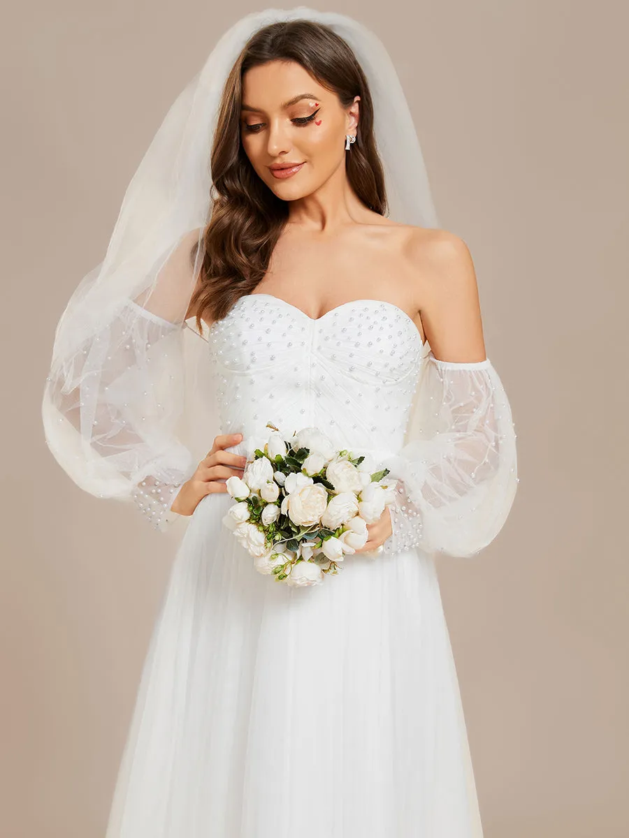 Elegant Pure Sequins Mesh Beaded Sweetheart Neck Wholesale Wedding Dresses