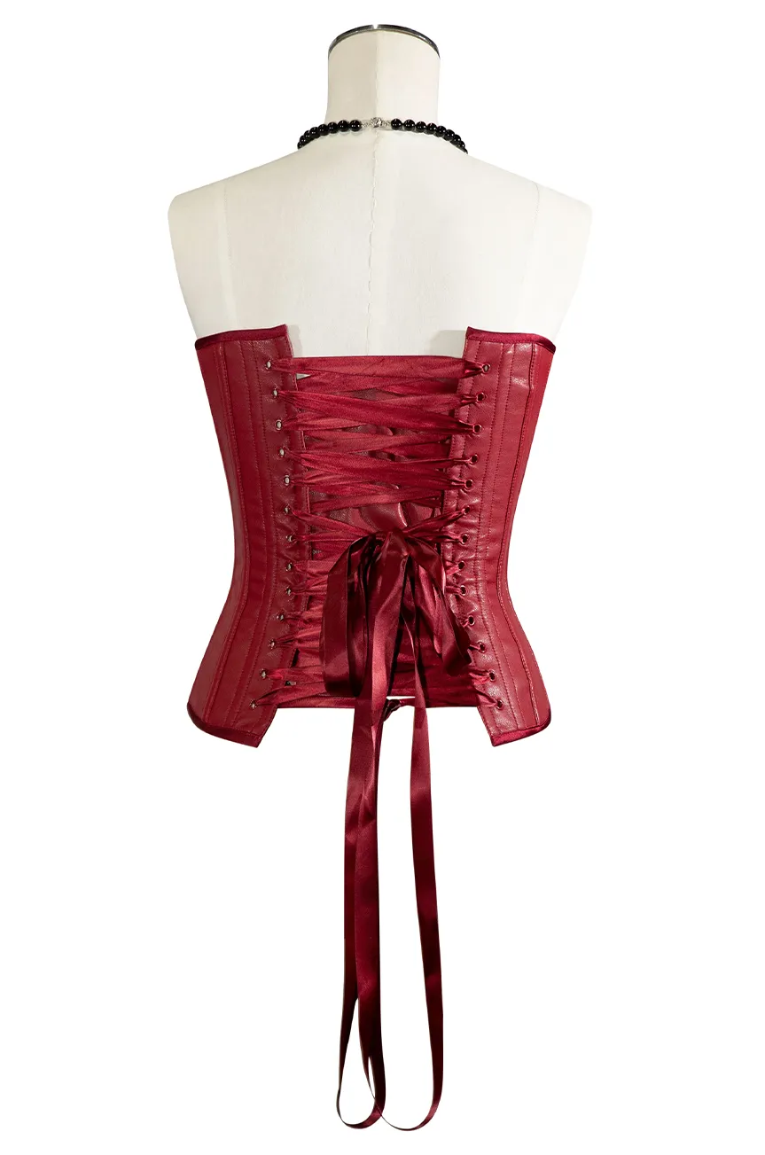 Fast Lane Vegan Leather Corset (Burgundy)