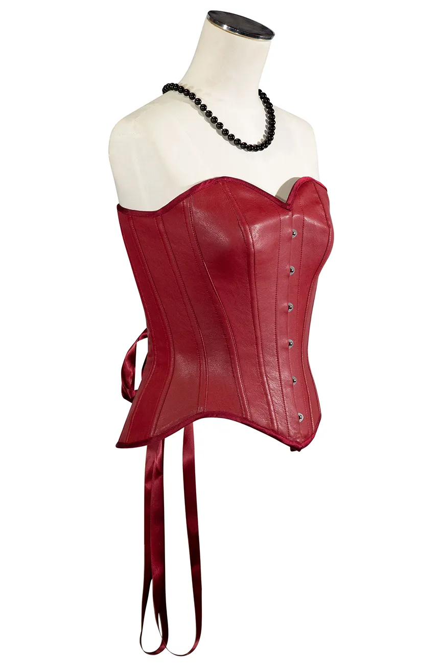 Fast Lane Vegan Leather Corset (Burgundy)