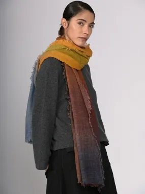 Fine Wool Print Scarf - Gradient Colour Work