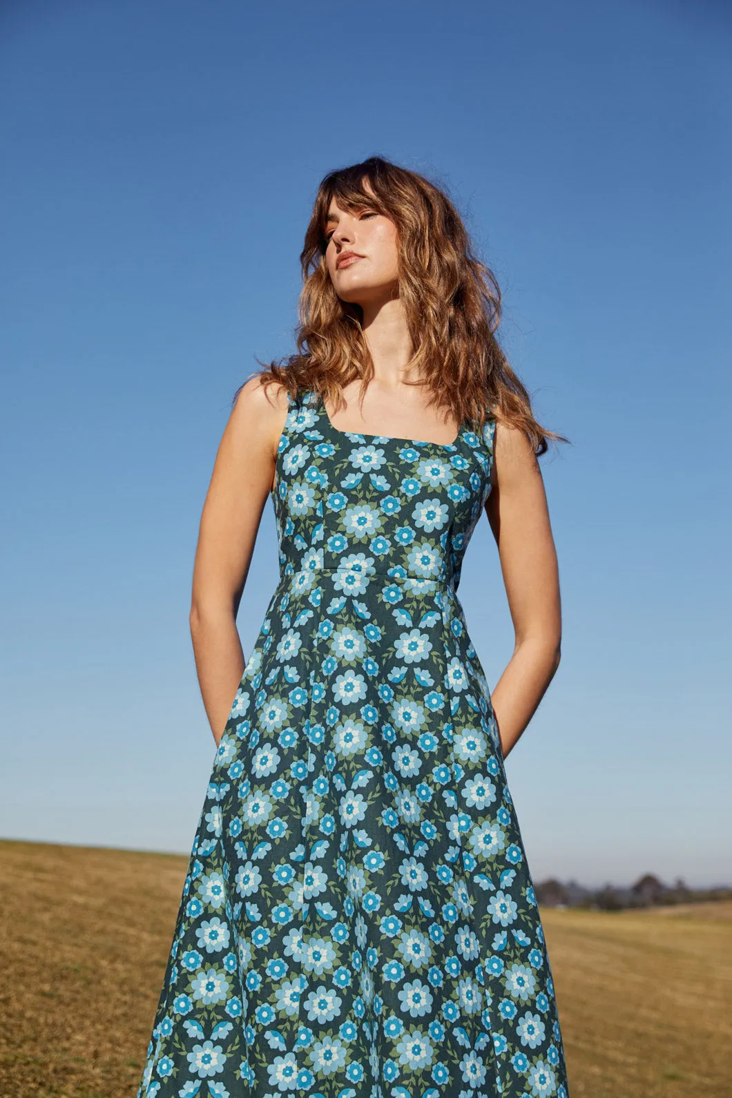 Folk Floral Midi Dress