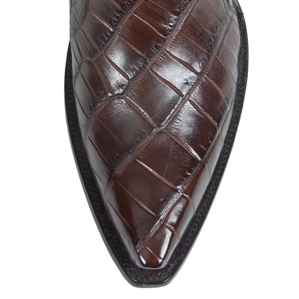 Full Crocodile Ankle Zipper - Brown