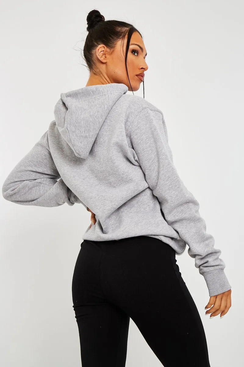 Grey Soft Fleece Hoodie - Maia