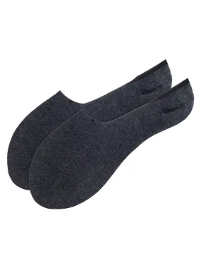 Grey Solid Non-Slip No Show Socks For Men