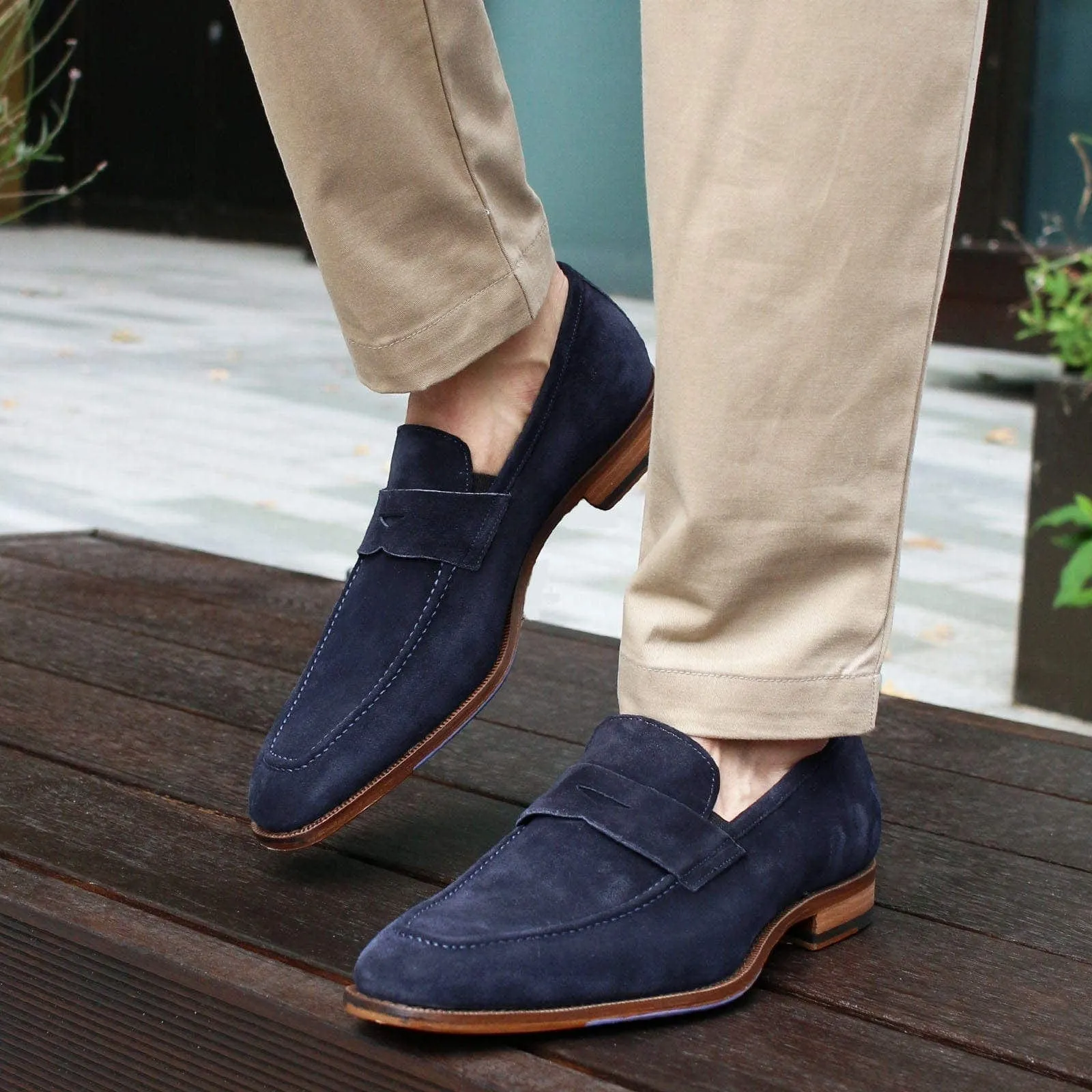 Hampton Penny Loafer Navy Blue Suede