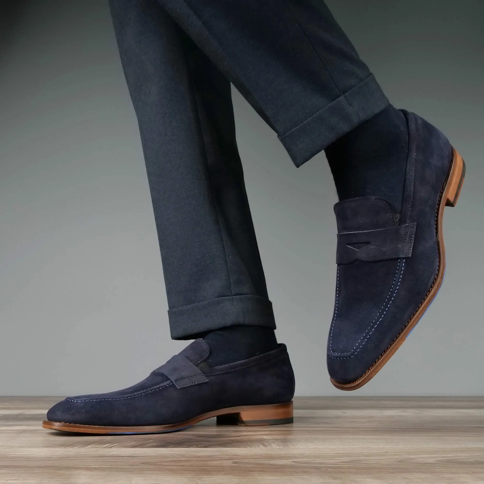 Hampton Penny Loafer Navy Blue Suede