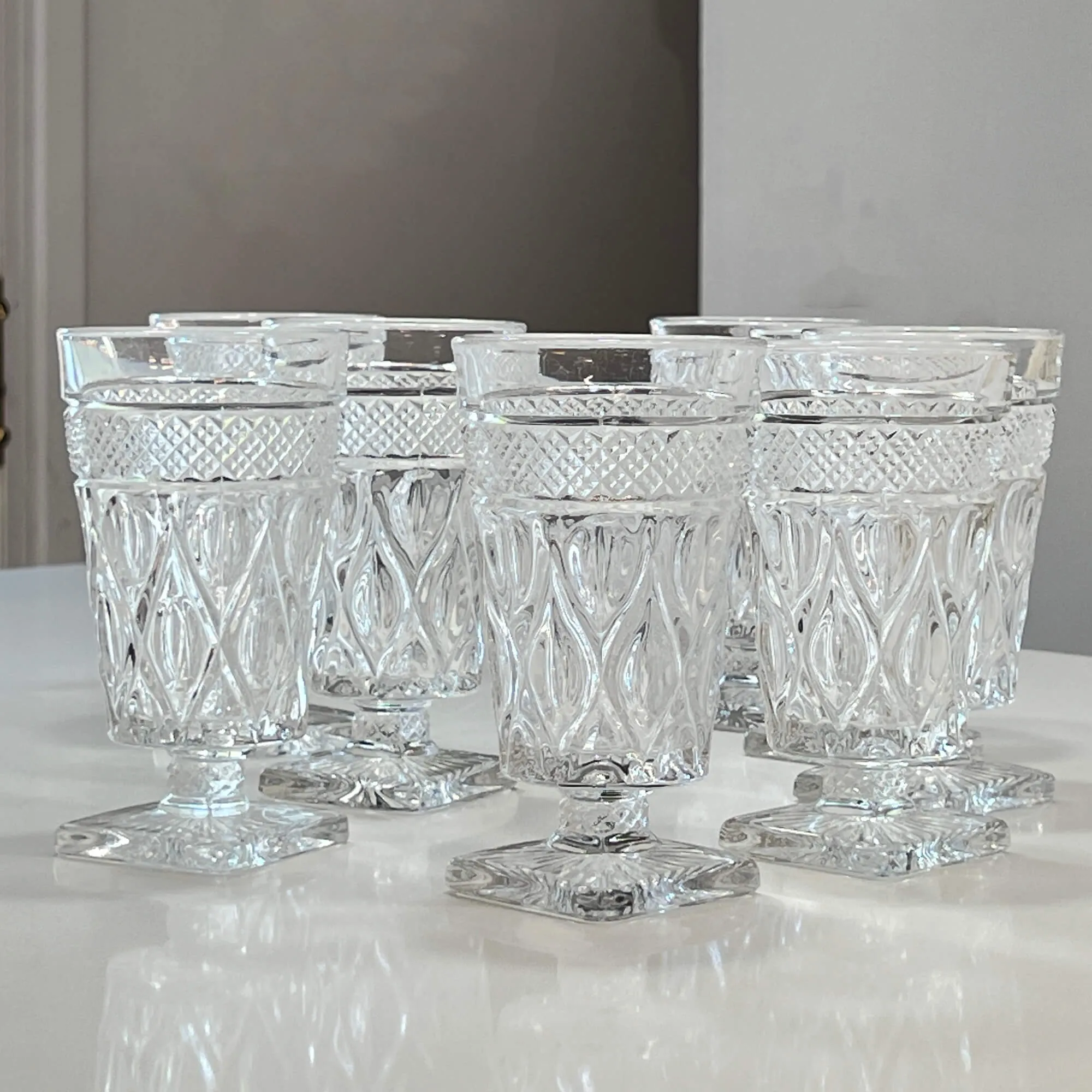 Iced Tea Glasses - Set of 8 - Imperial Glass Cape Cod Footed Tumblers