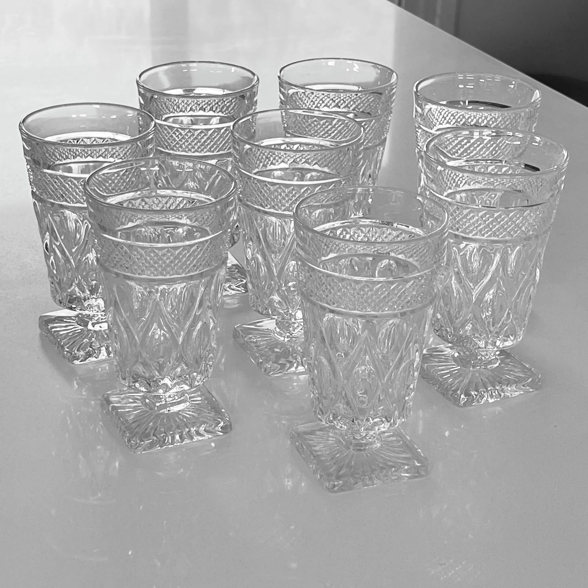 Iced Tea Glasses - Set of 8 - Imperial Glass Cape Cod Footed Tumblers