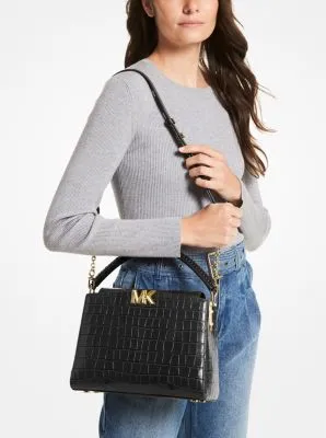 Karlie Medium Crocodile Embossed Leather Satchel