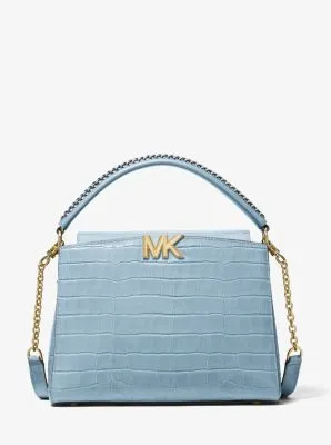 Karlie Medium Crocodile Embossed Leather Satchel