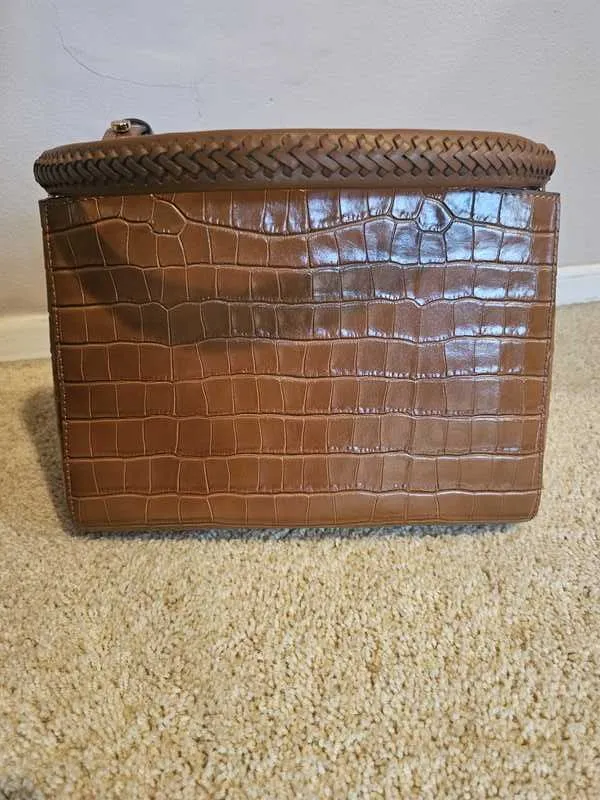 Karlie Medium Crocodile Embossed Leather Satchel