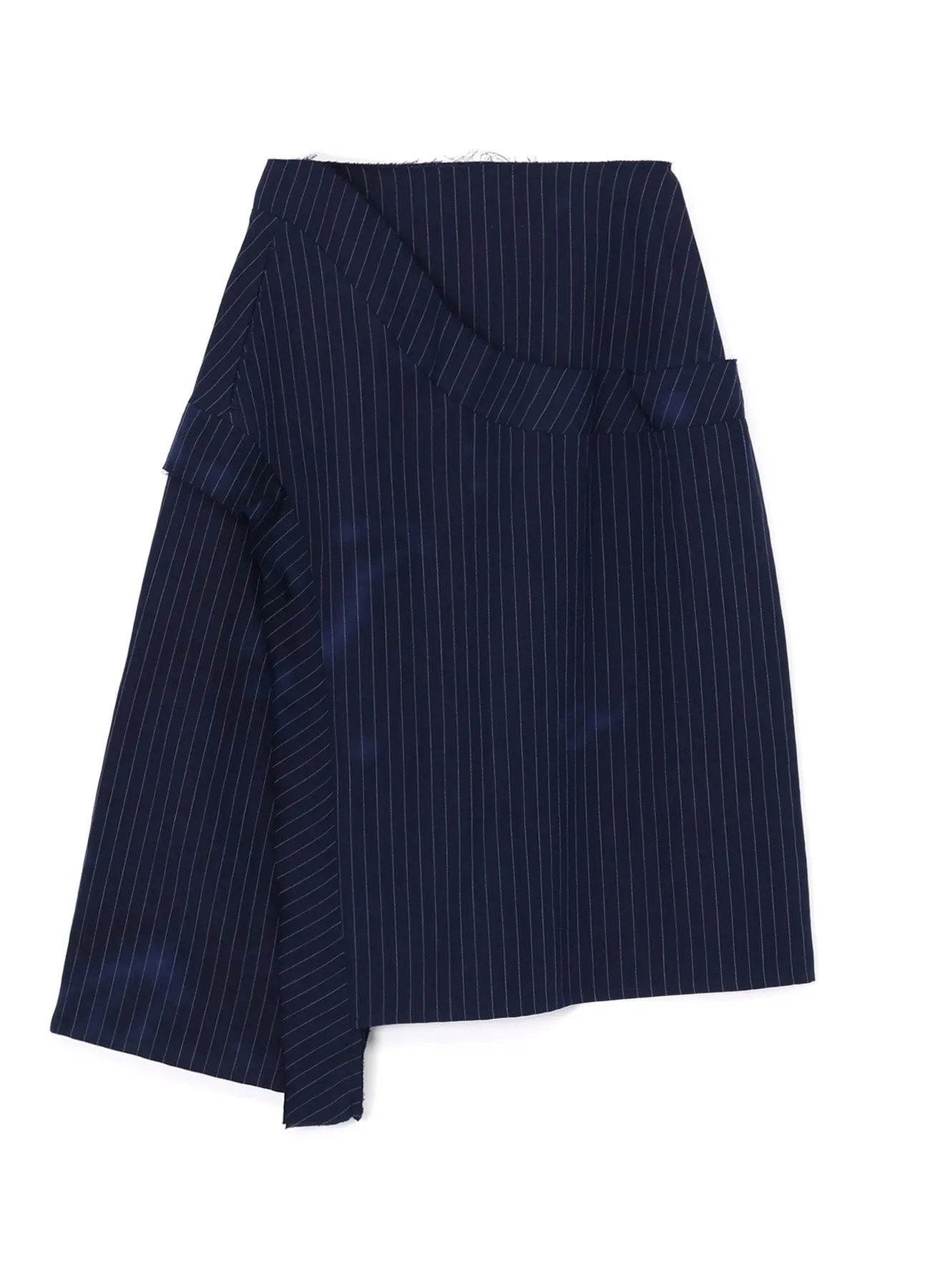 LINEN/COTTON PIN-STRIPED UNEVENLY DYED FLARED SKIRT