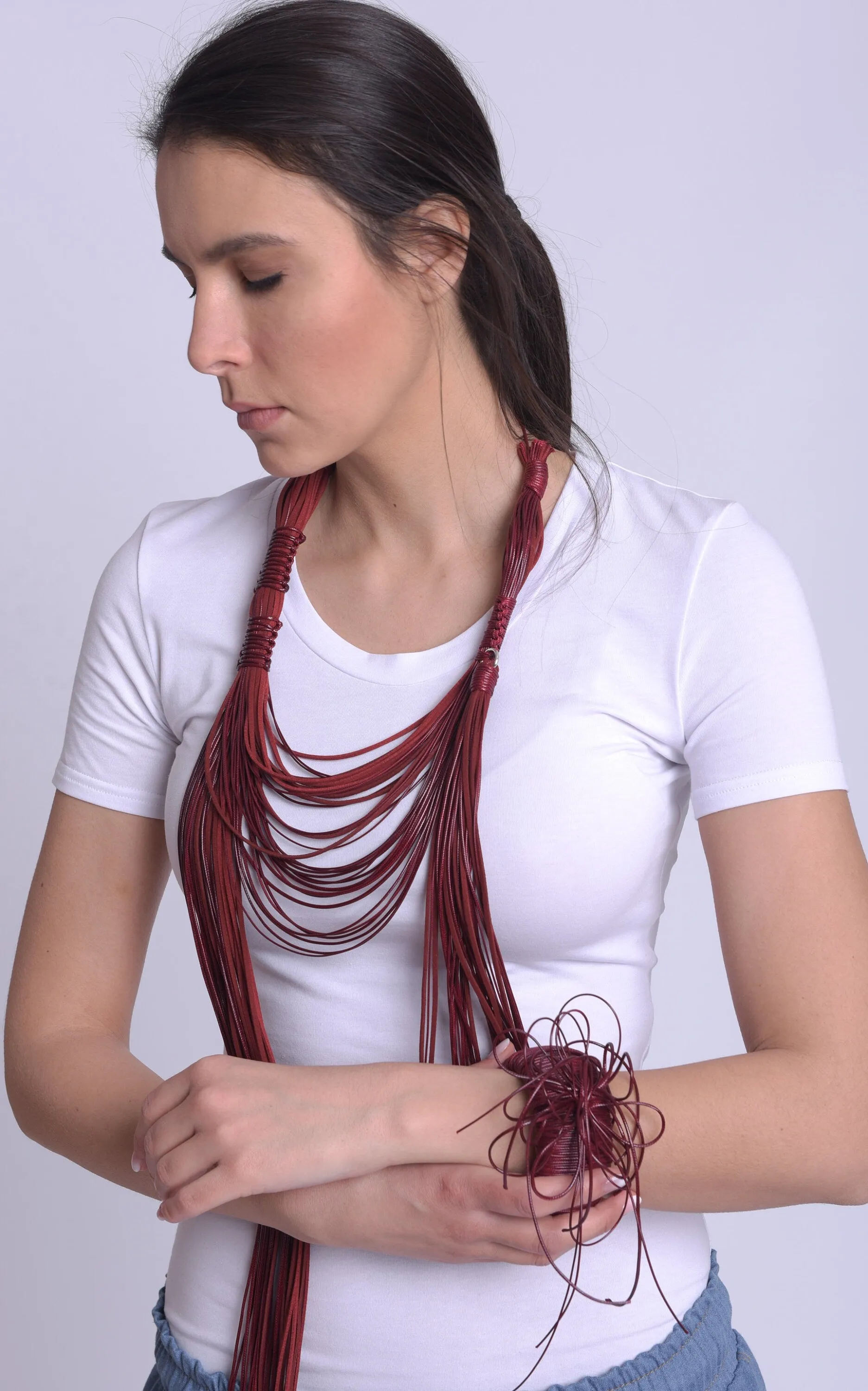 Long Red Statement Necklace