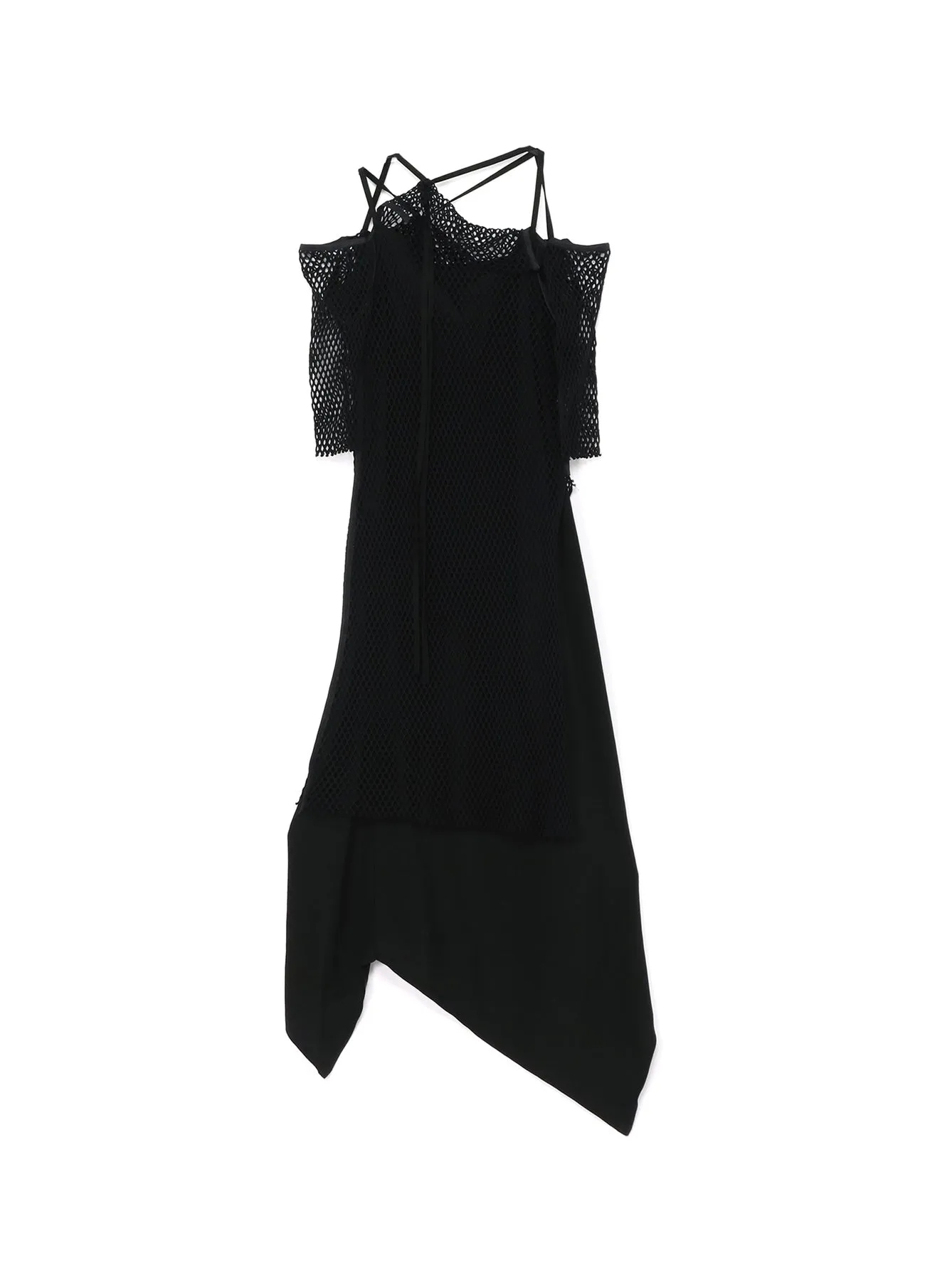 LYOCEL/CUPRO GABARDINE CAMISOLE STRAP DRESS WITH NET DETAIL