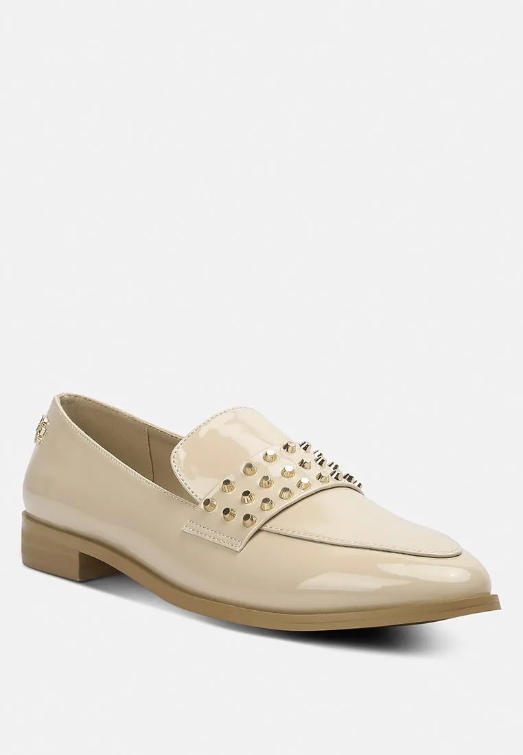 Meanbabe Semicasual Stud Detail Patent Loafers By Ruw