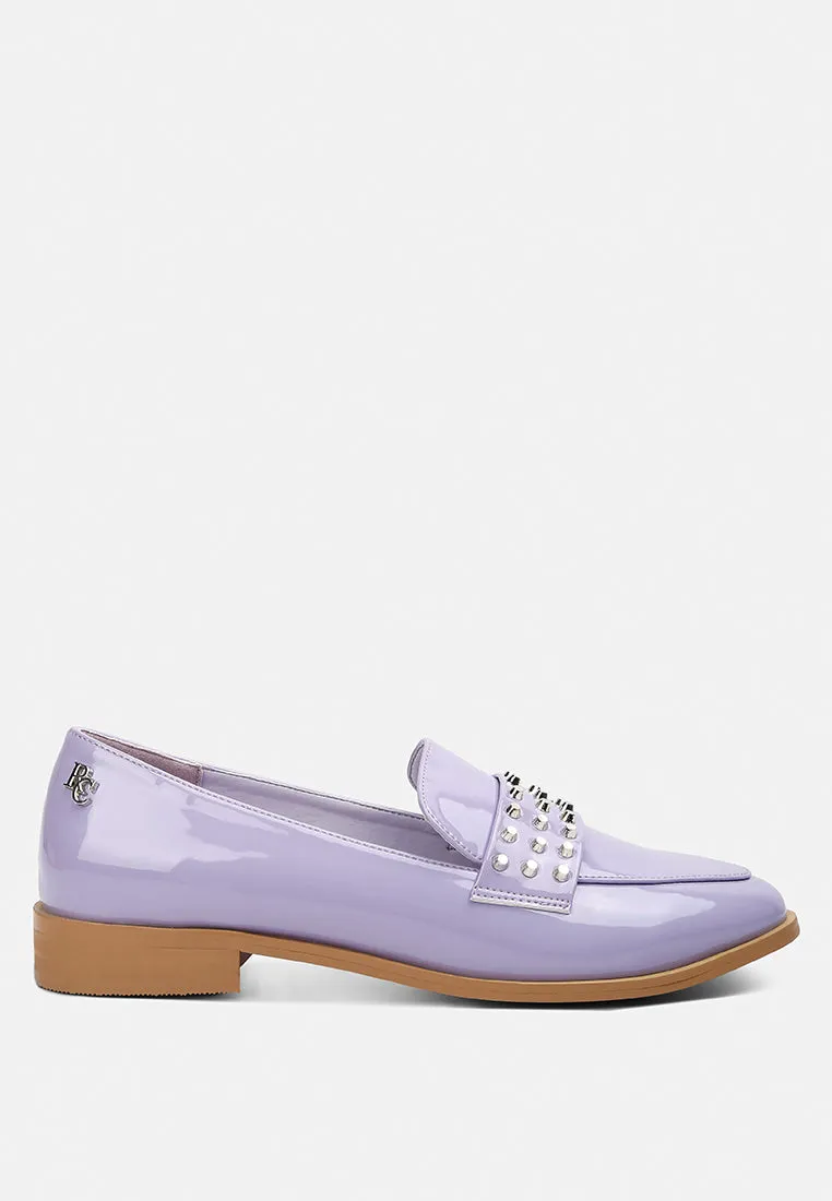 Meanbabe Semicasual Stud Detail Patent Loafers By Ruw