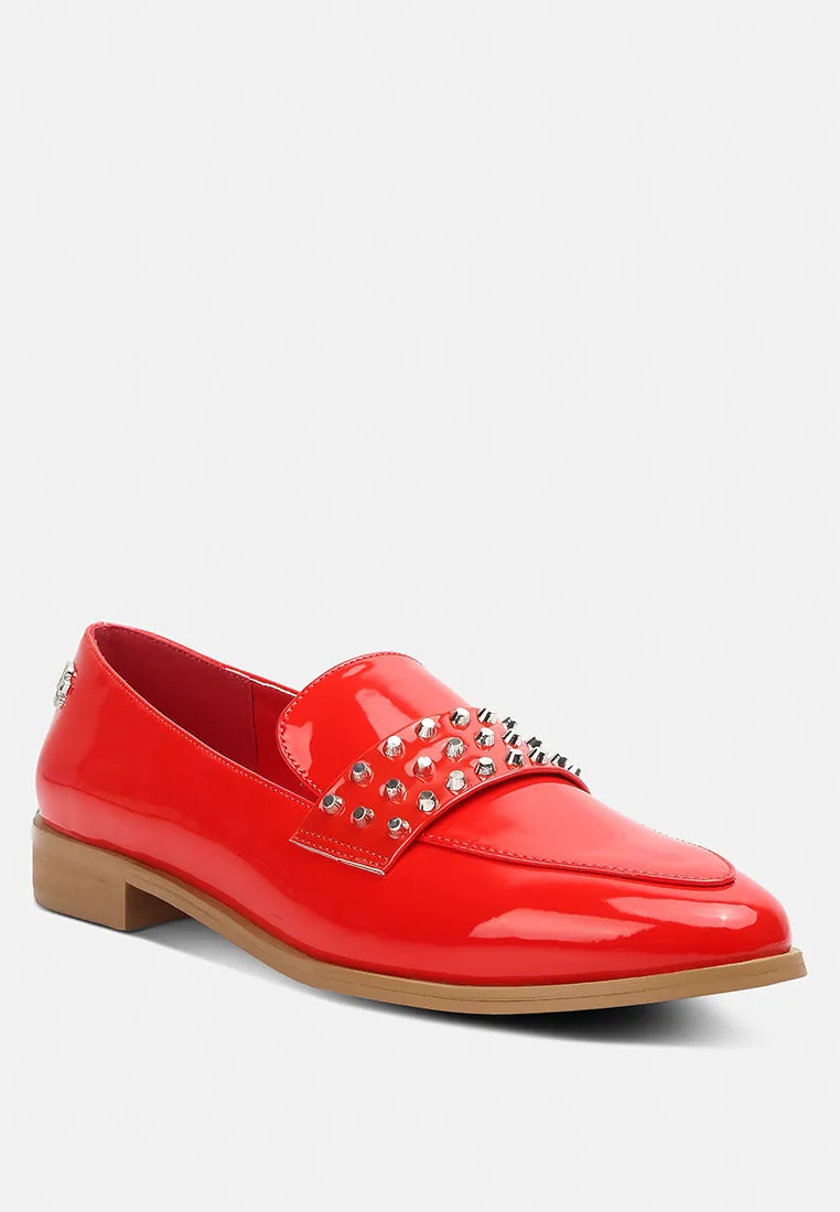 Meanbabe Semicasual Stud Detail Patent Loafers By Ruw