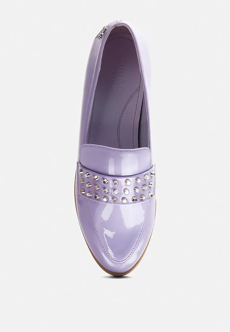 Meanbabe Semicasual Stud Detail Patent Loafers By Ruw