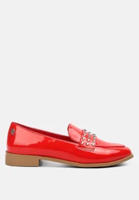 Meanbabe Semicasual Stud Detail Patent Loafers By Ruw