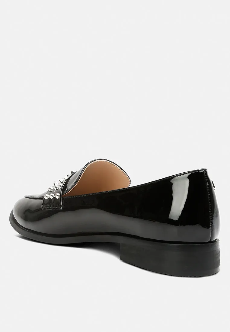 Meanbabe Semicasual Stud Detail Patent Loafers By Ruw