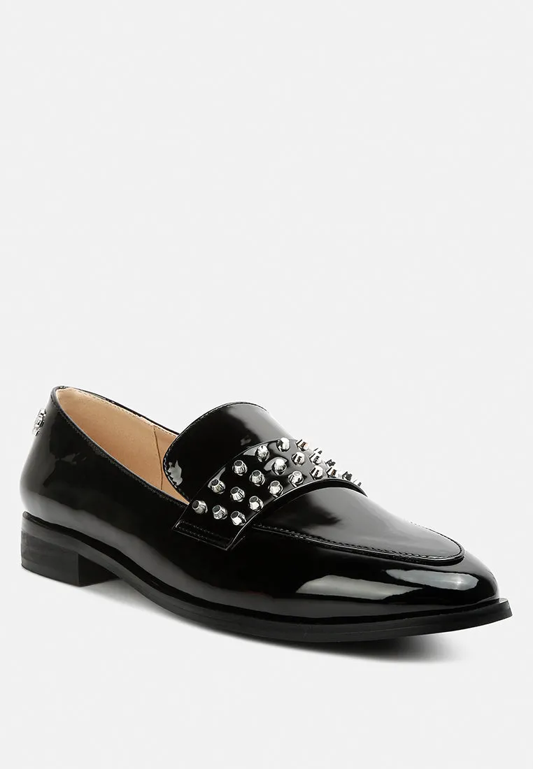 Meanbabe Semicasual Stud Detail Patent Loafers By Ruw