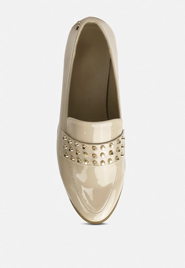 Meanbabe Semicasual Stud Detail Patent Loafers By Ruw