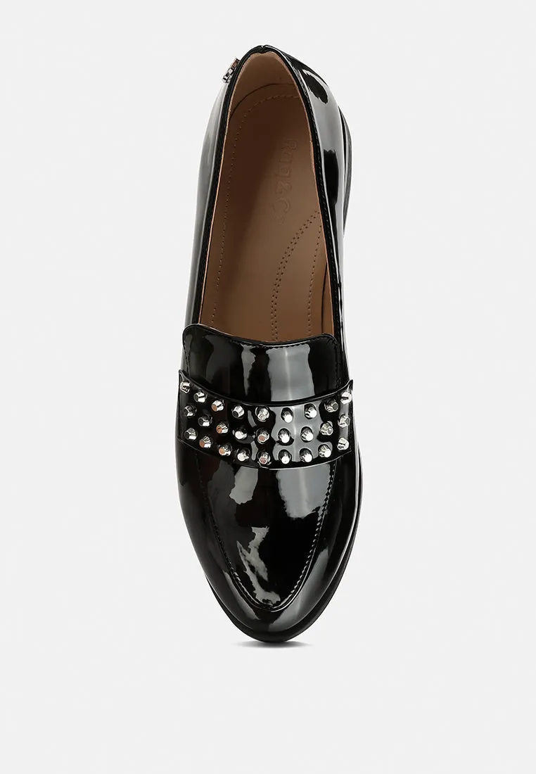 Meanbabe Semicasual Stud Detail Patent Loafers By Ruw