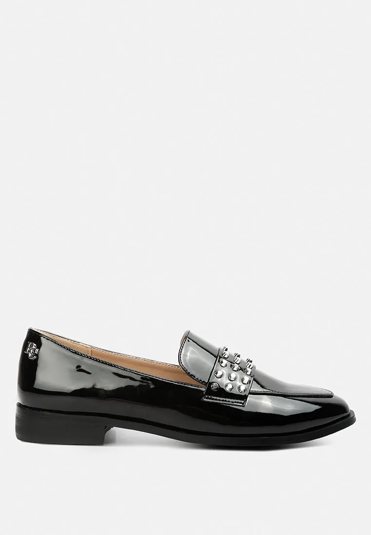 Meanbabe Semicasual Stud Detail Patent Loafers By Ruw