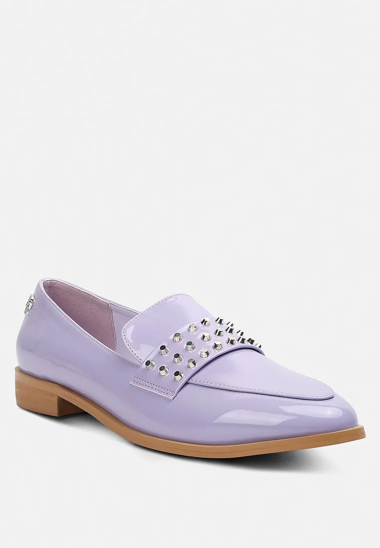 Meanbabe Semicasual Stud Detail Patent Loafers By Ruw