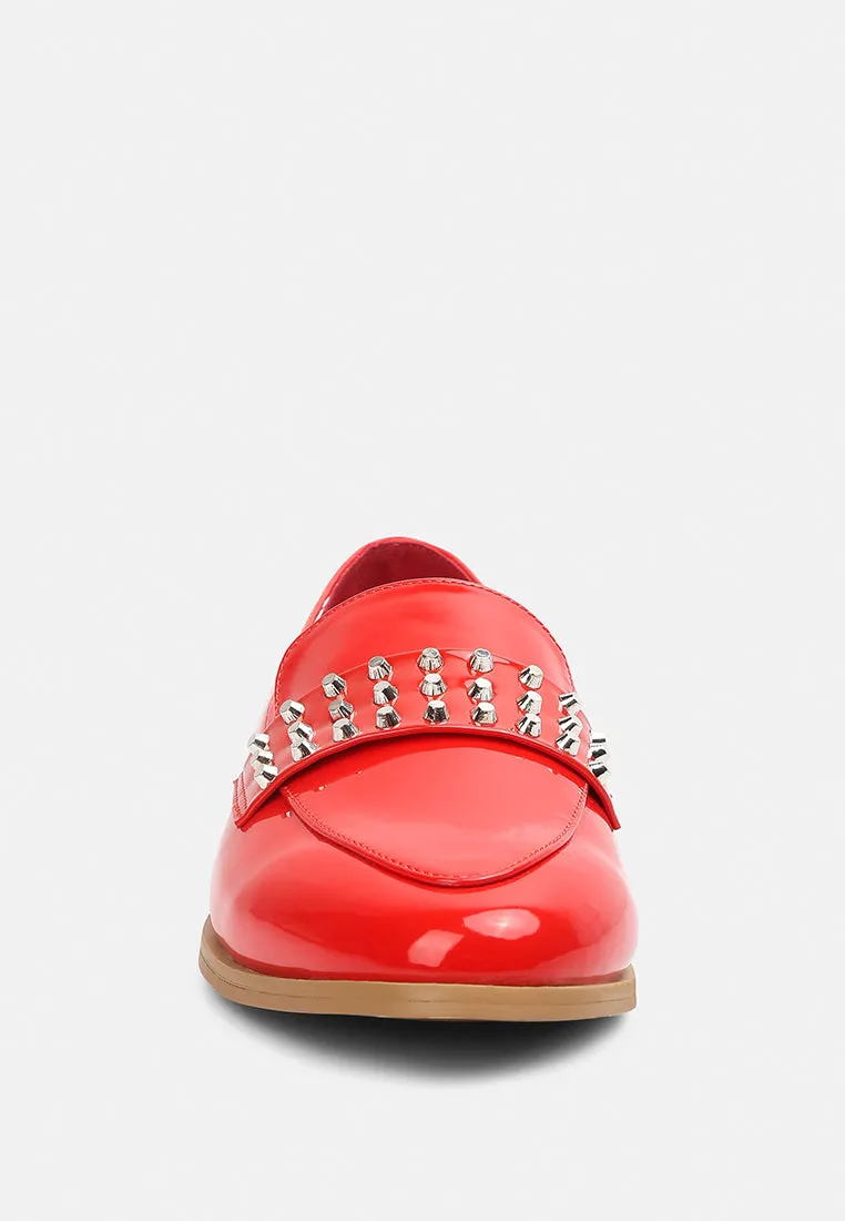 Meanbabe Semicasual Stud Detail Patent Loafers By Ruw