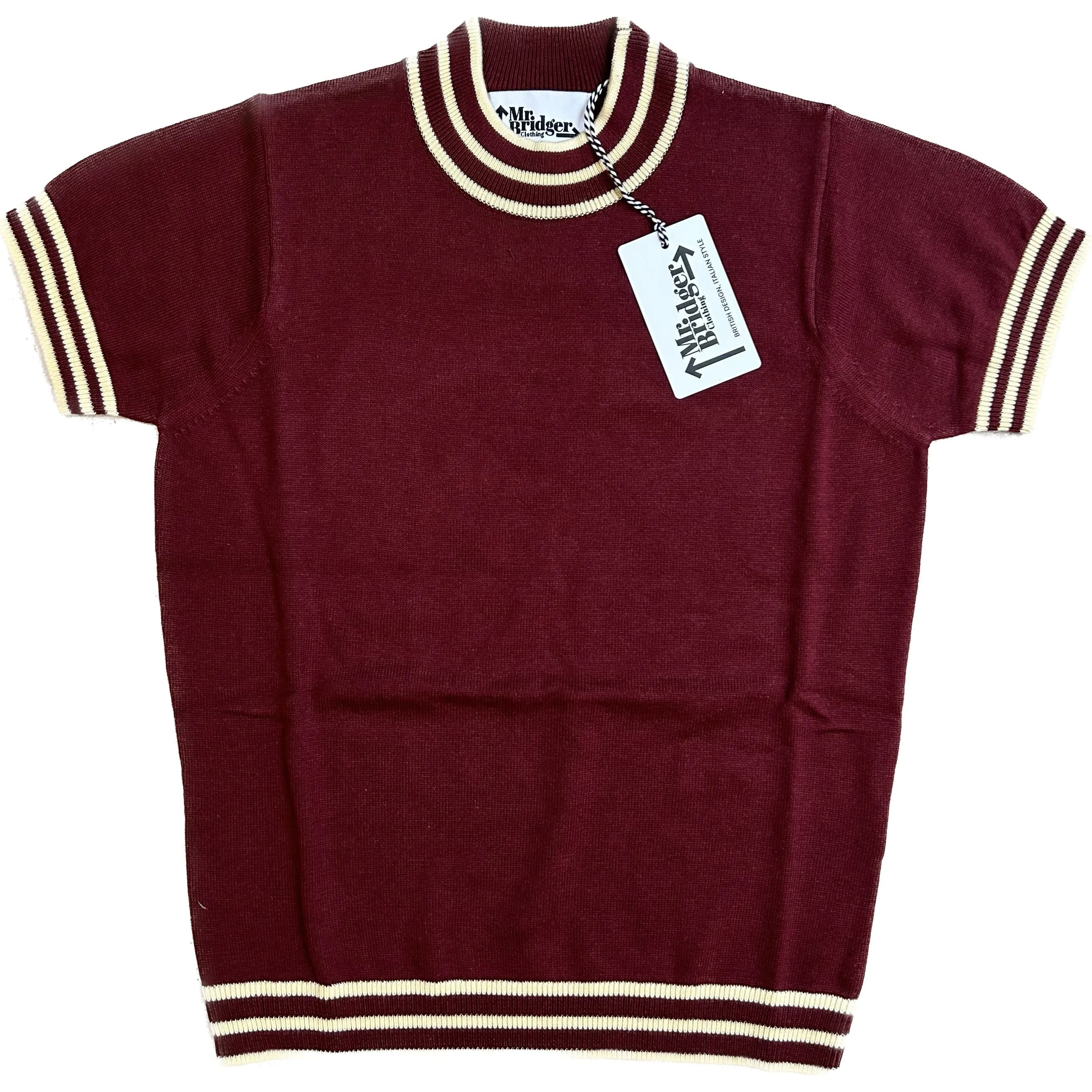 Mr Bridger - Women's Dorval Claret and Butterscotch S/S Knitted - Mock Turtle Neck