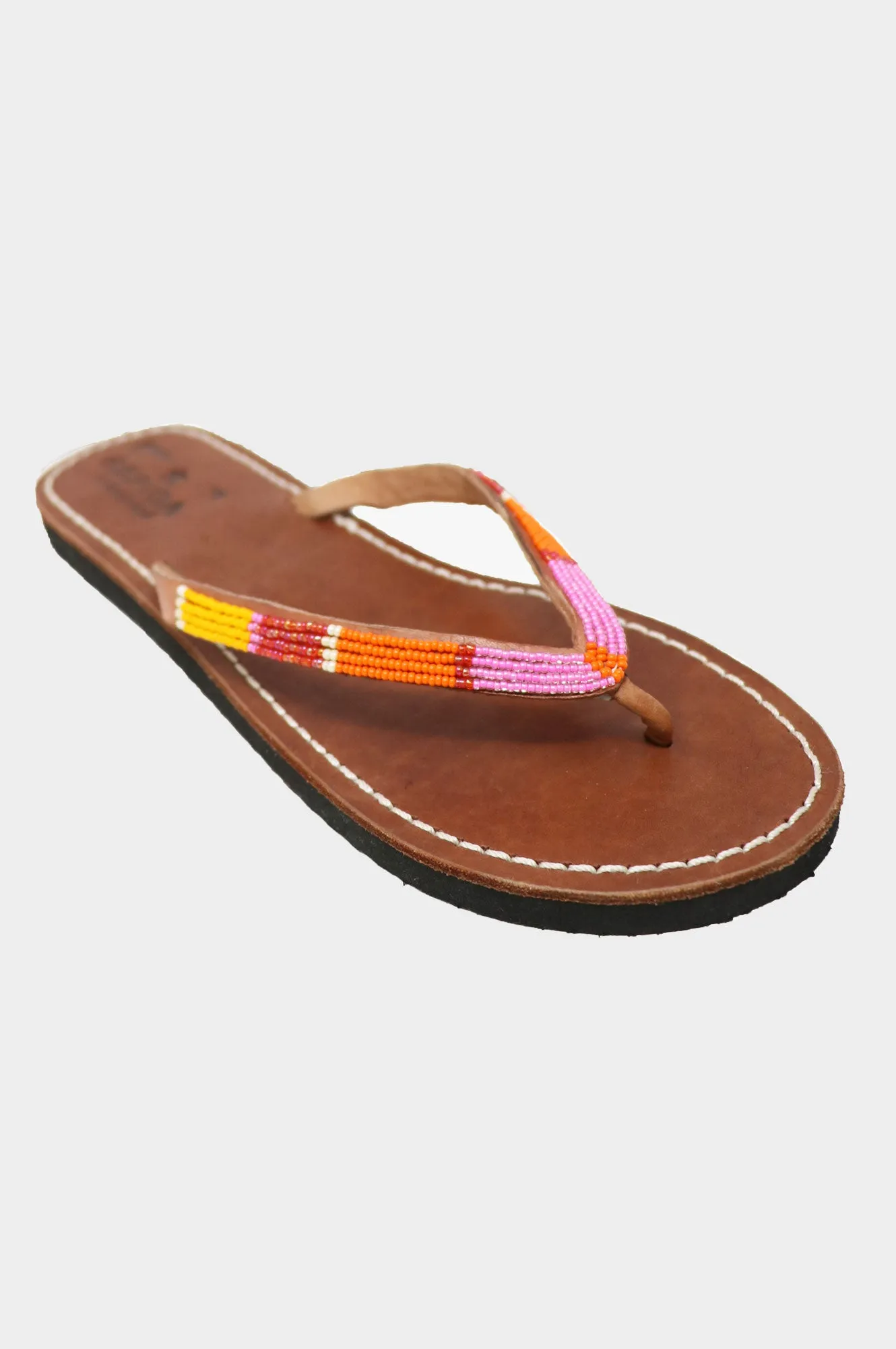 Naisha Soft Padded Sole Leather Sandals | Pink/Orange