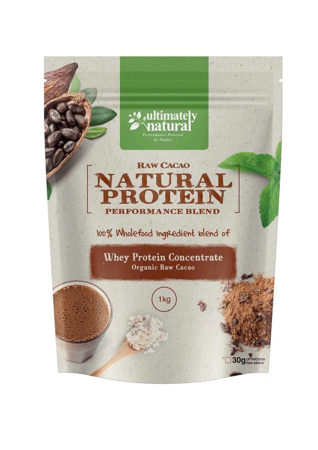 Organic Raw Cacao Natural Whey Protein Powder 1KG