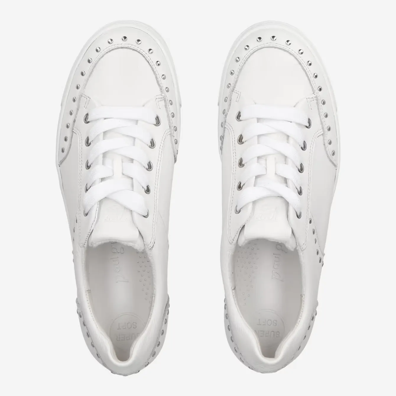 Paul Green White Stud Detail Platform Sole Trainers