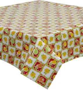 Pears and Apples Red Oilcloth Tablecloth You Pick the Size