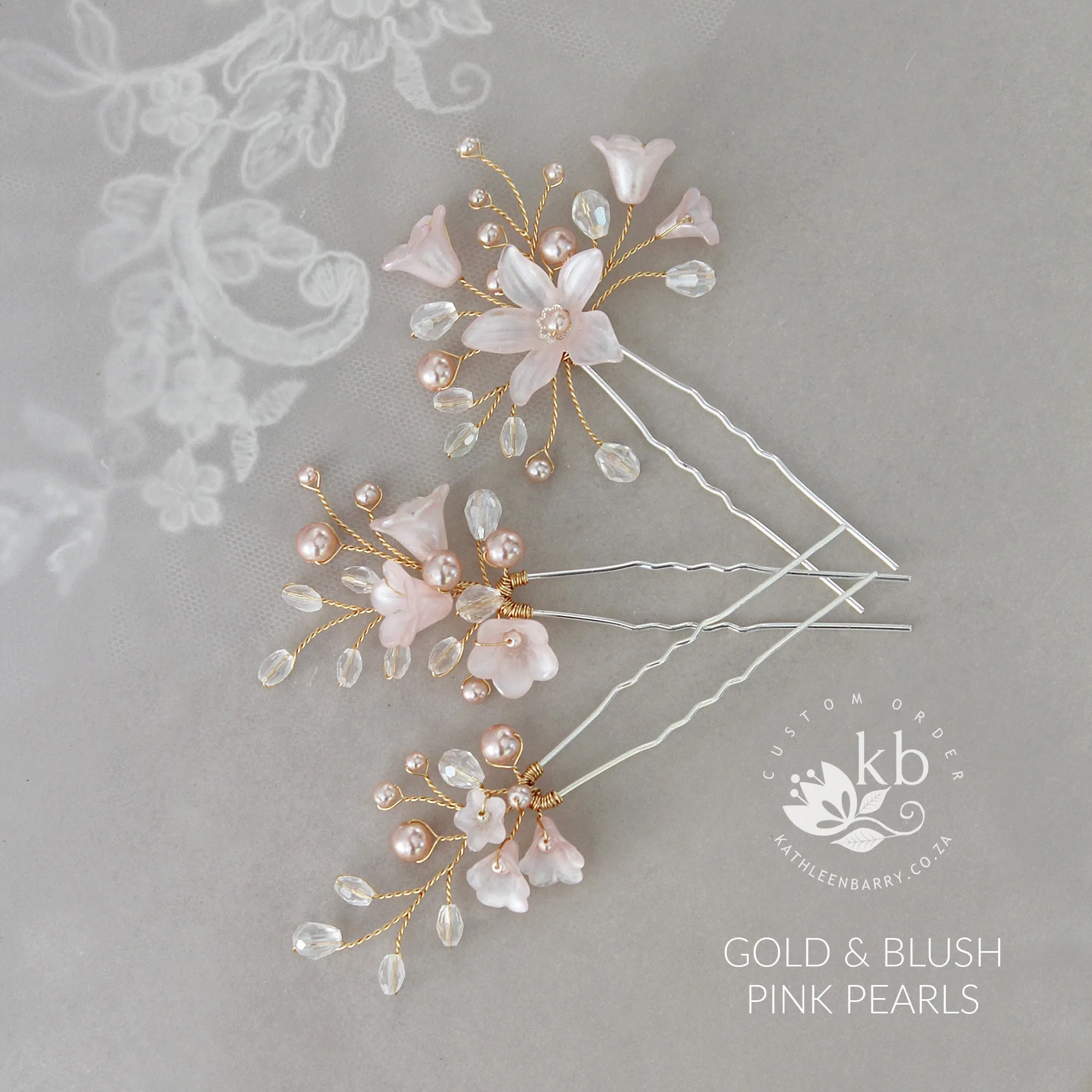 Pink Monica hair pins mix and match - 3 styles - Rose gold, Gold or silver (sold individually)