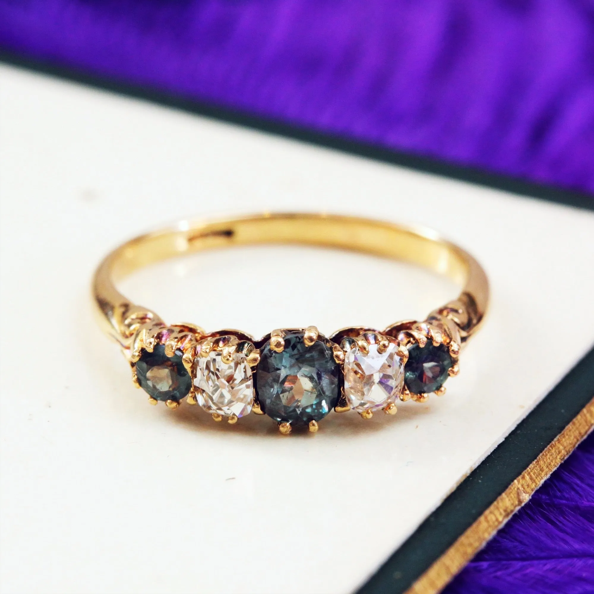 Rare Colour Change Alexandrite & Diamond Ring