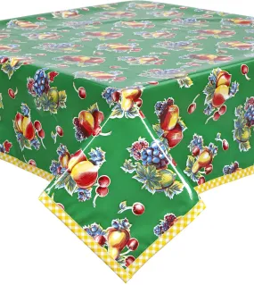 Retro Green with Yellow Gingham Trim Oilcloth Tablecloth You pick the Size