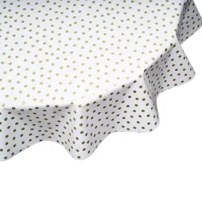 Round Oilcloth Tablecloth in Dot Gold