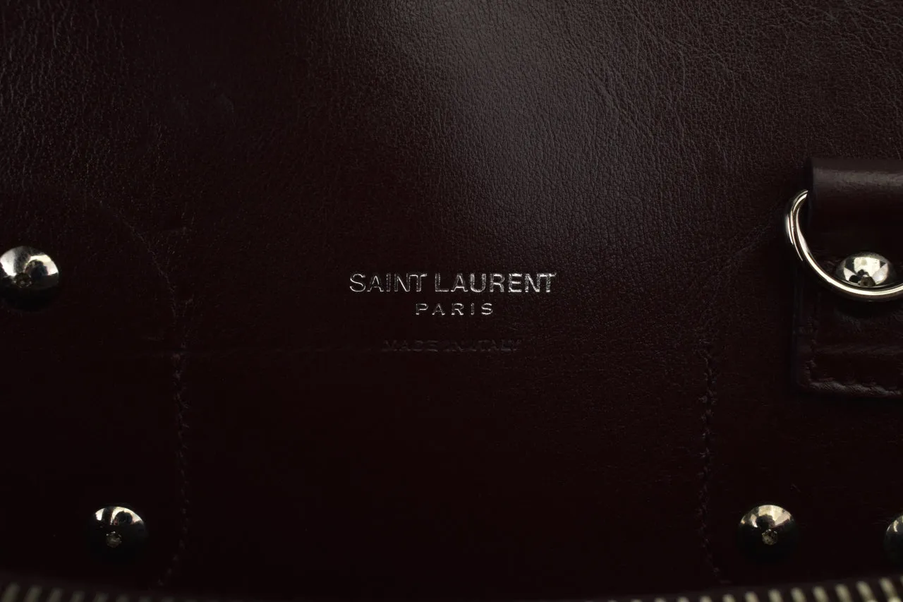 Saint Laurent Burgundy Croc Embossed Sac Du Jour Tote