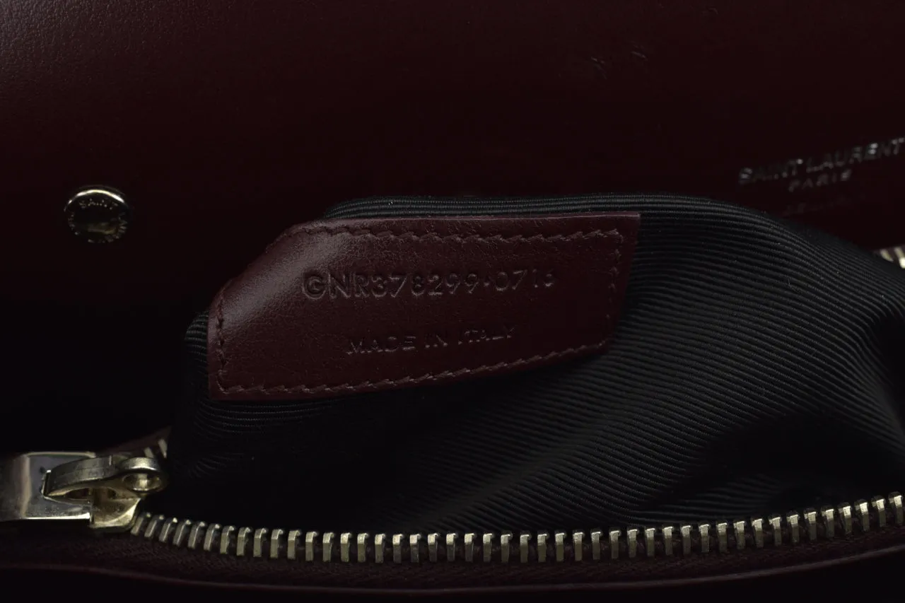 Saint Laurent Burgundy Croc Embossed Sac Du Jour Tote