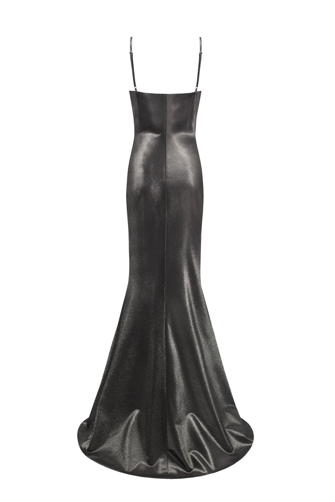 Shimmering graphite maxi dress