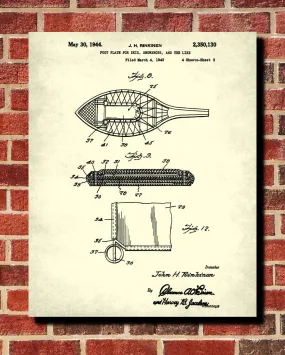 Snow Shoes Patent Print Trekking Blueprint Winter Sports Poster