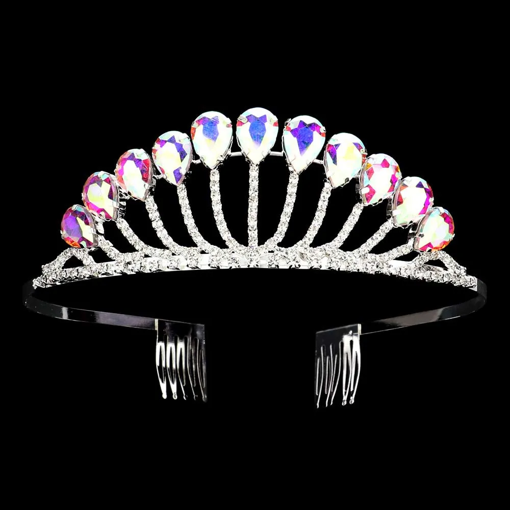 Teardrop Stone Accented Princess Tiara