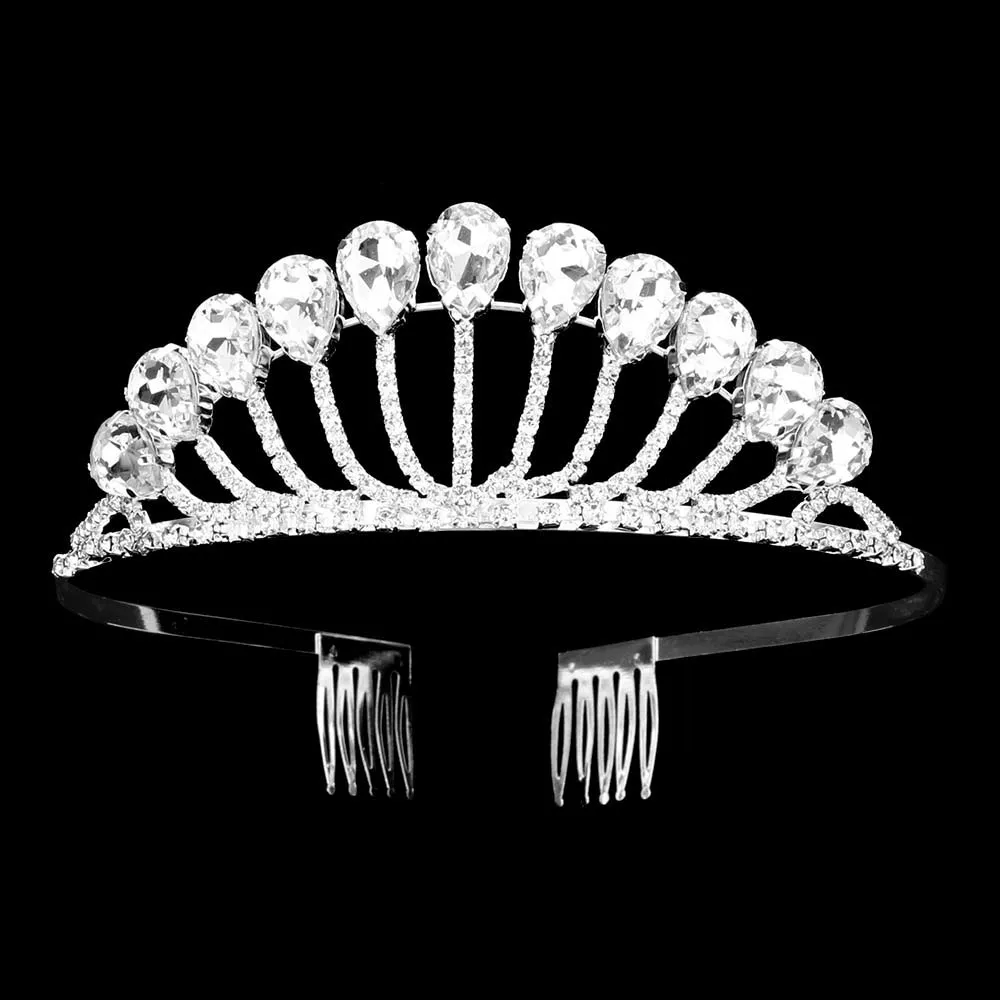 Teardrop Stone Accented Princess Tiara