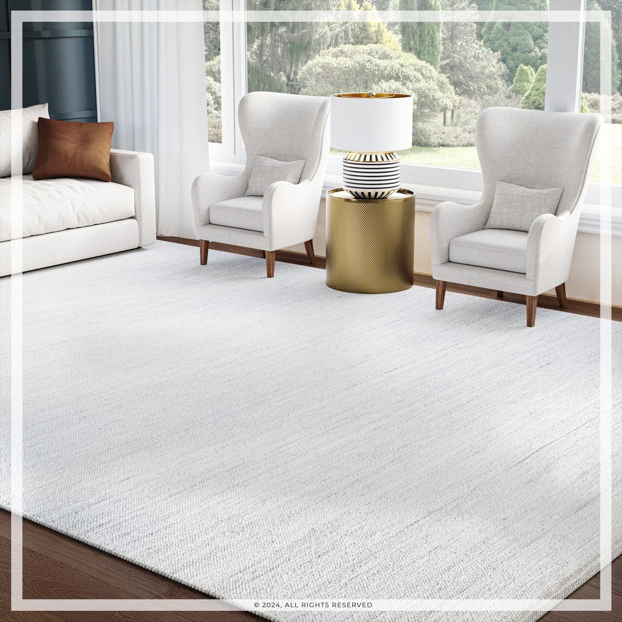 UER0140 Luxury Flat-Weave Natural Medium-Pile Rug