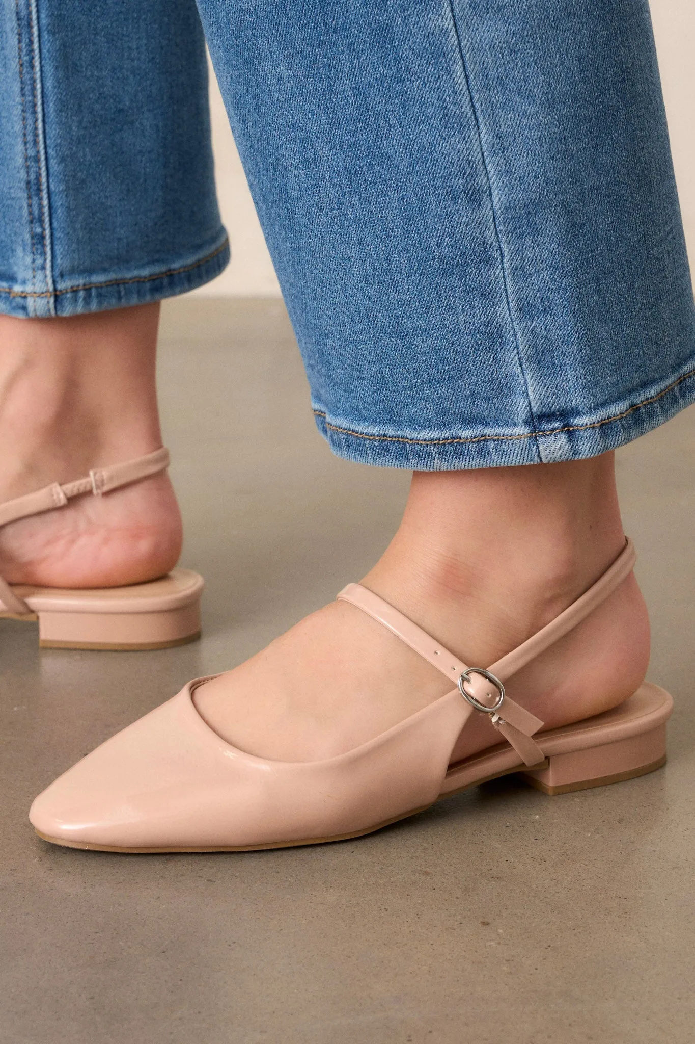 Walk The Talk Beige Slingback Mary Jane Flats