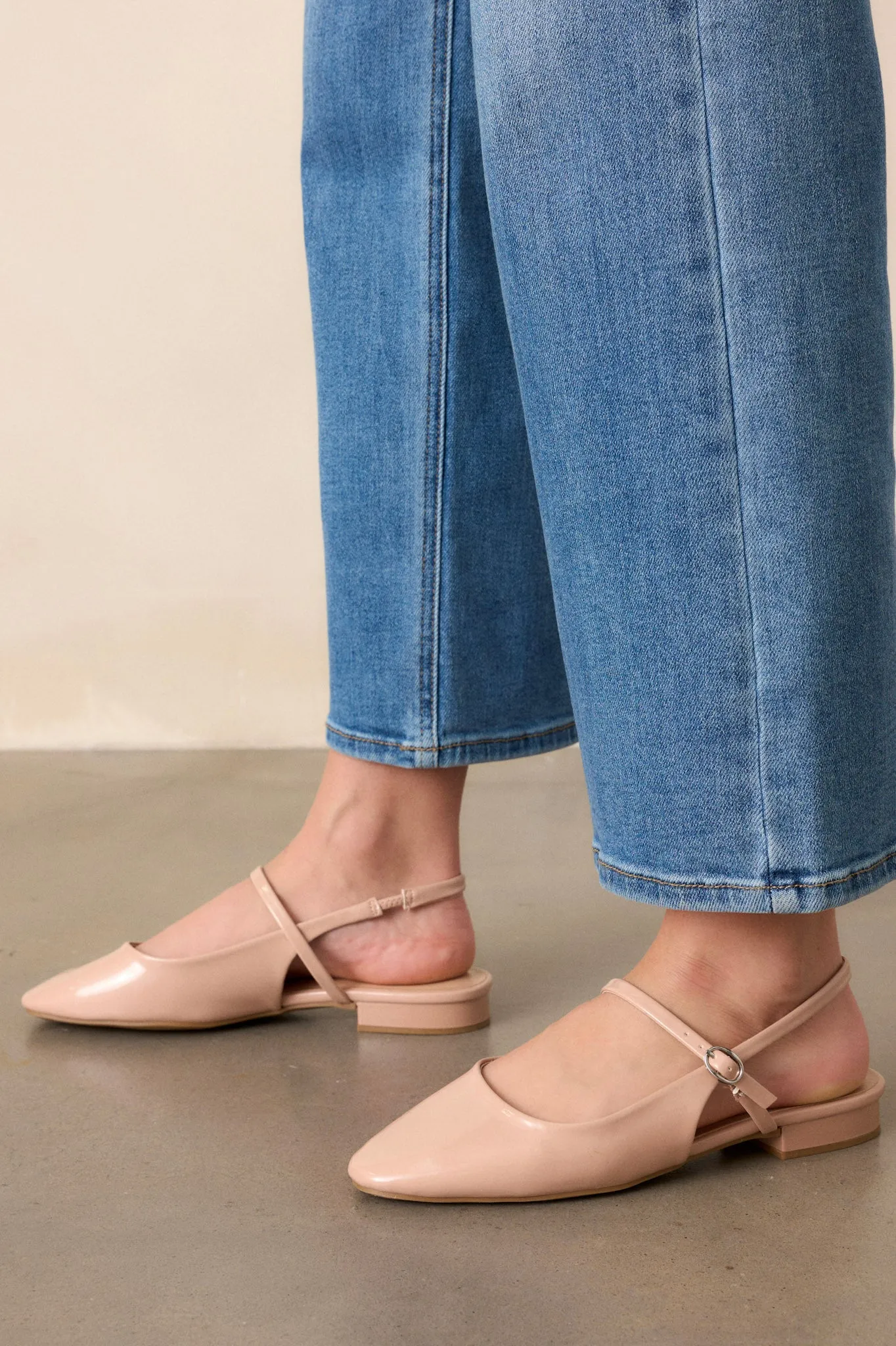 Walk The Talk Beige Slingback Mary Jane Flats